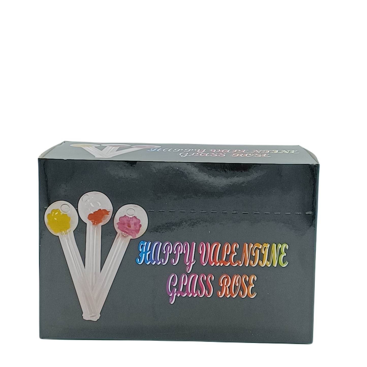 Happy Valentine Glass Rose 4 inch 24ct