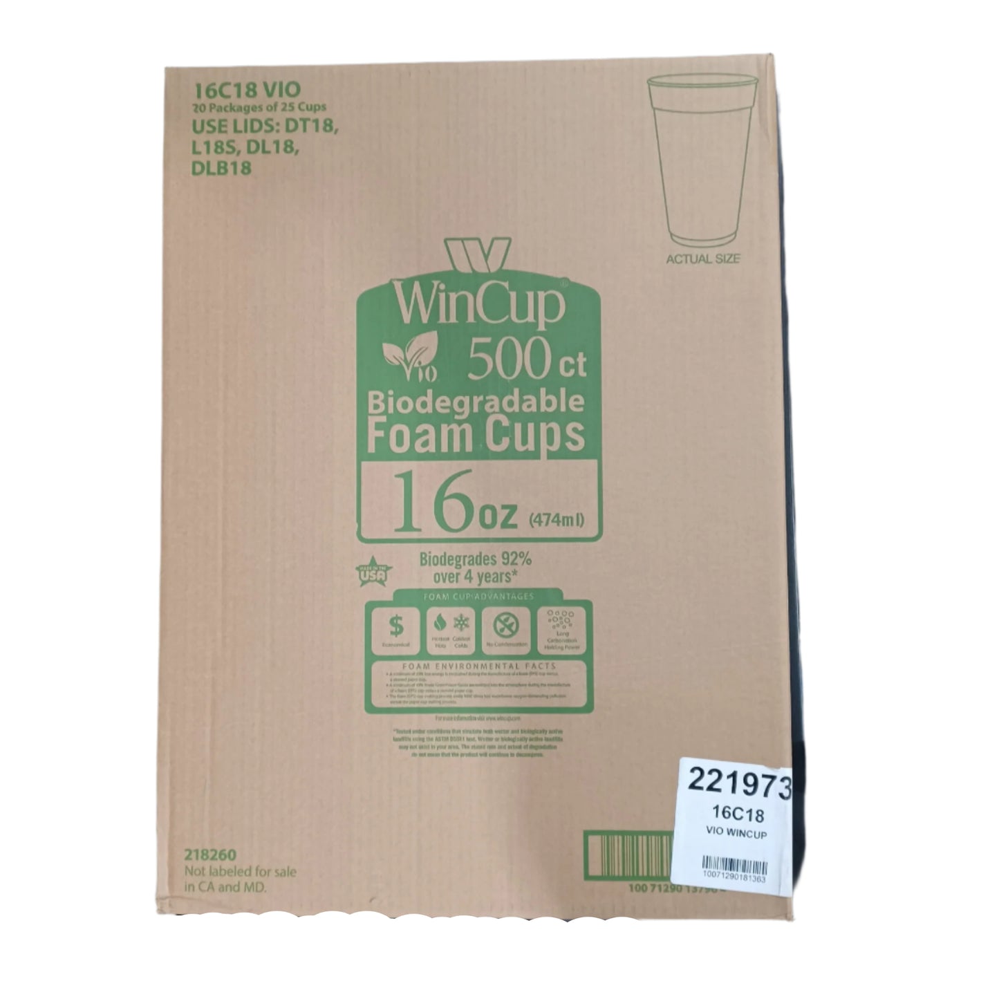 Foam Cups 16C18 16oz/500ct