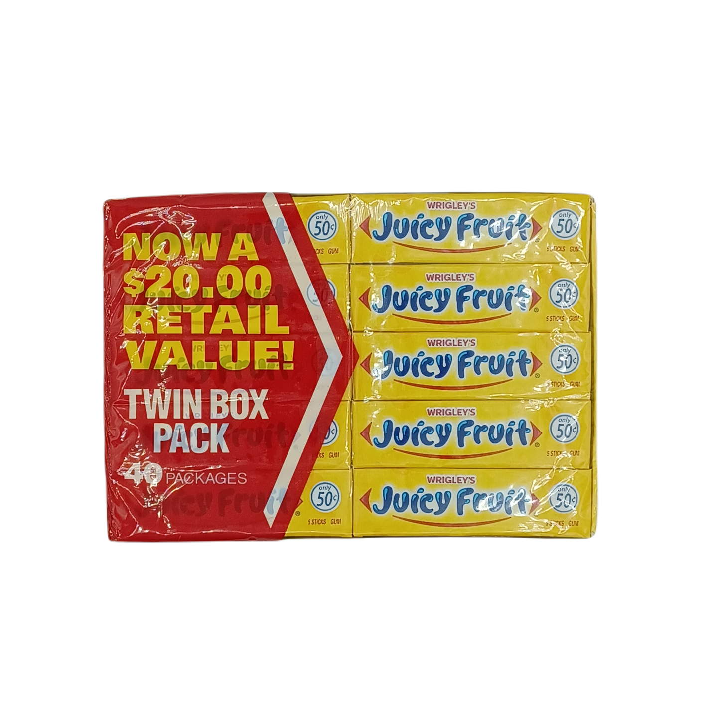 Wrigley's Juicy Fruit Twin Pack 50c/40ct
