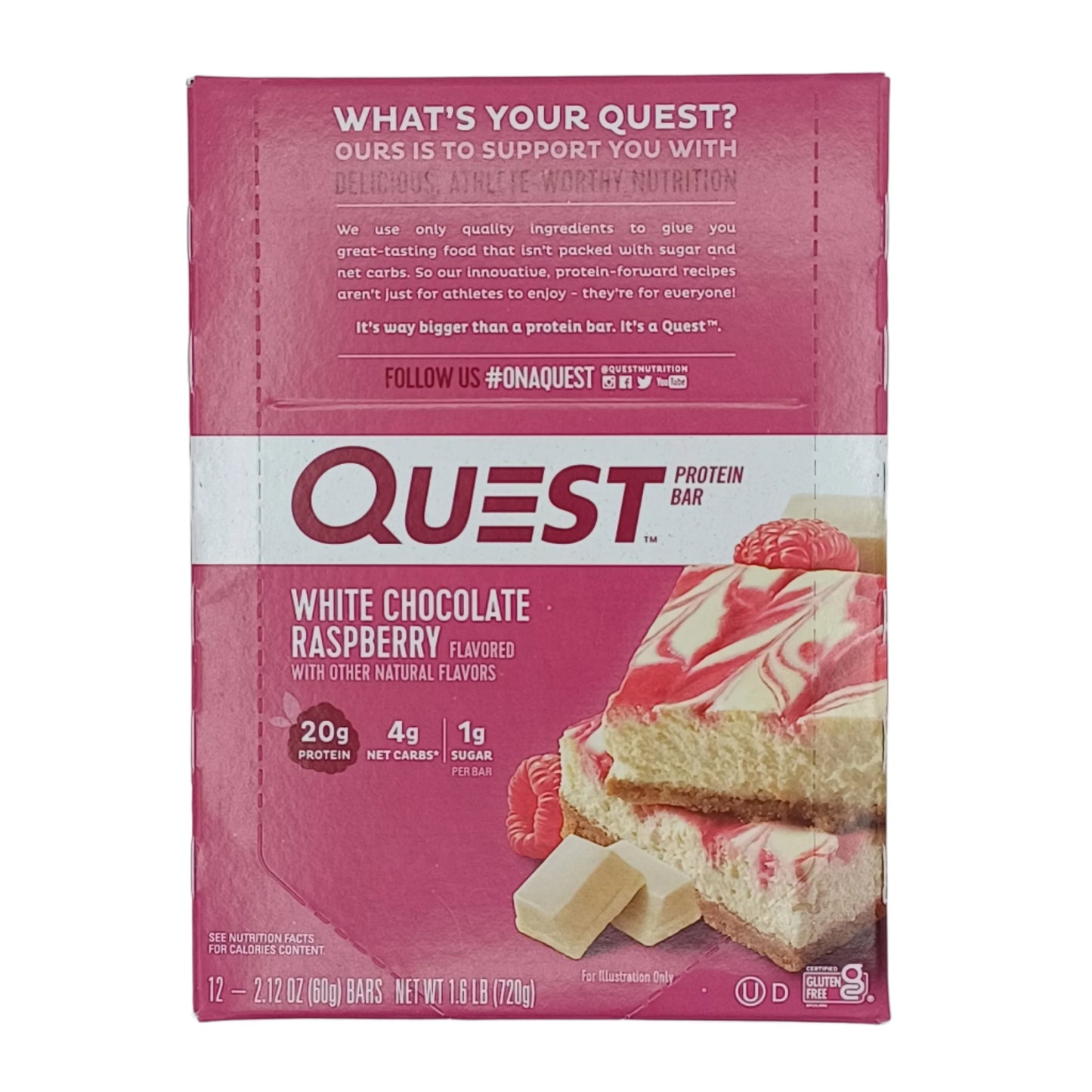 Quest White Chocolate Raspberry 2.12oz/12ct