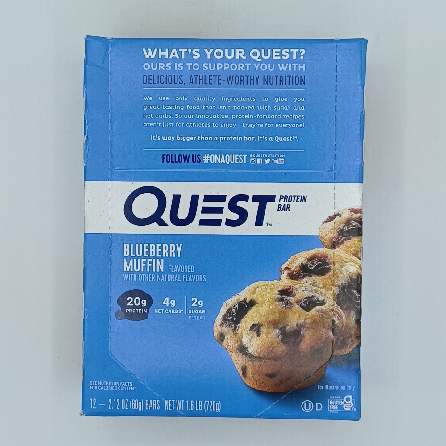 Quest Protein Bar Blueberry Muffin 2.12oz/12ct