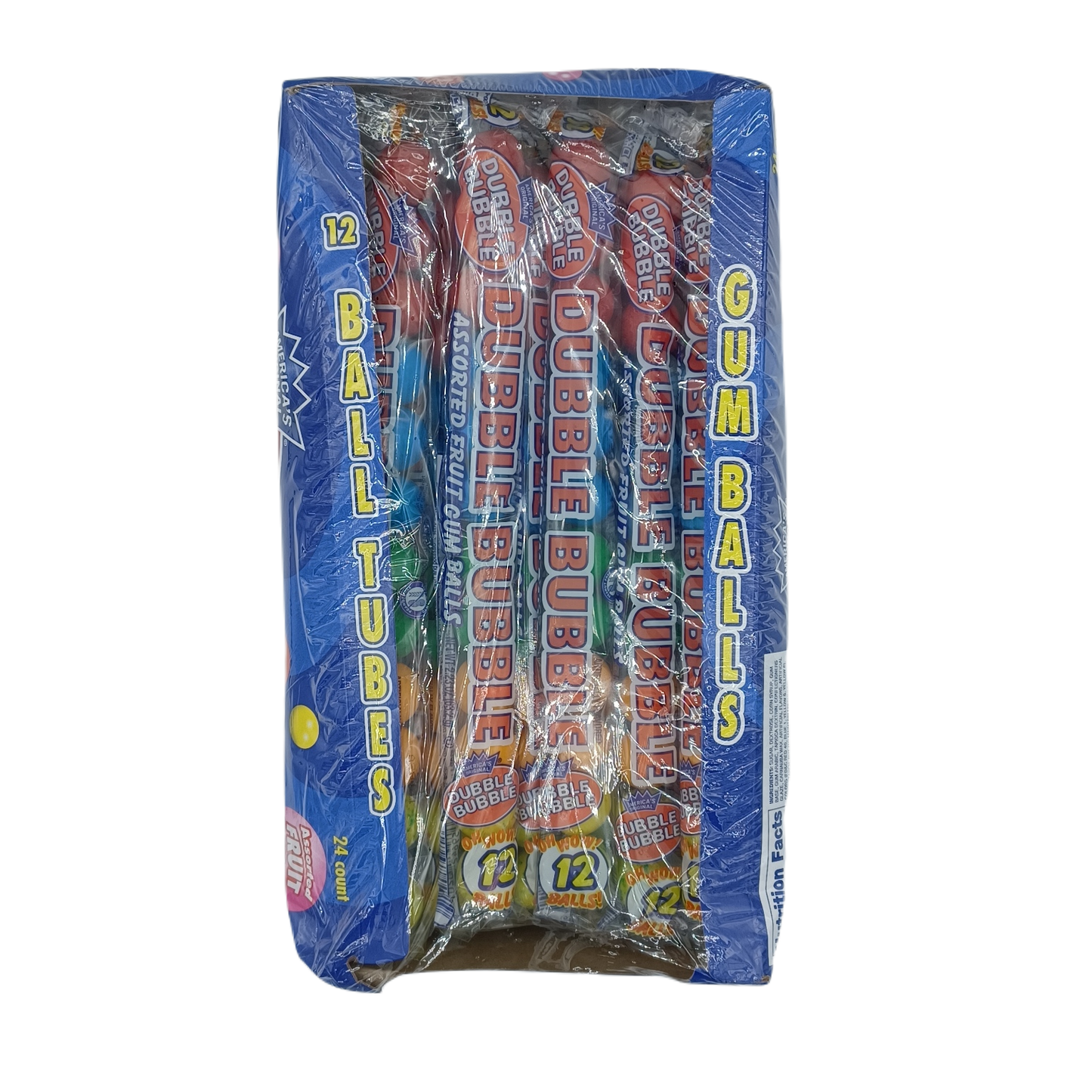DubbleBubble GumBalls AsstdFruits Tubes 2.23z/24ct