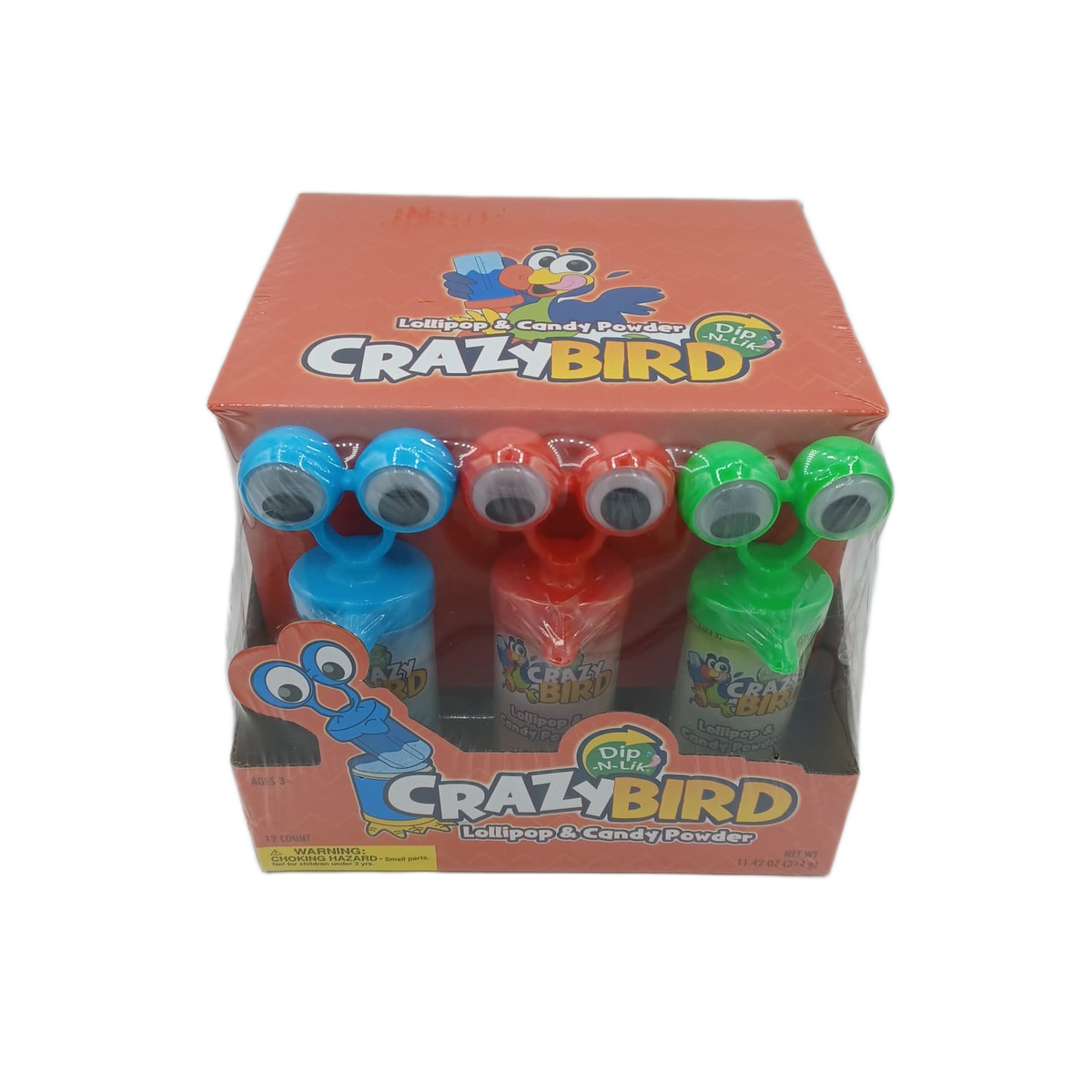 Crazy Bird Lolipop Candy Powder .95z/12ct