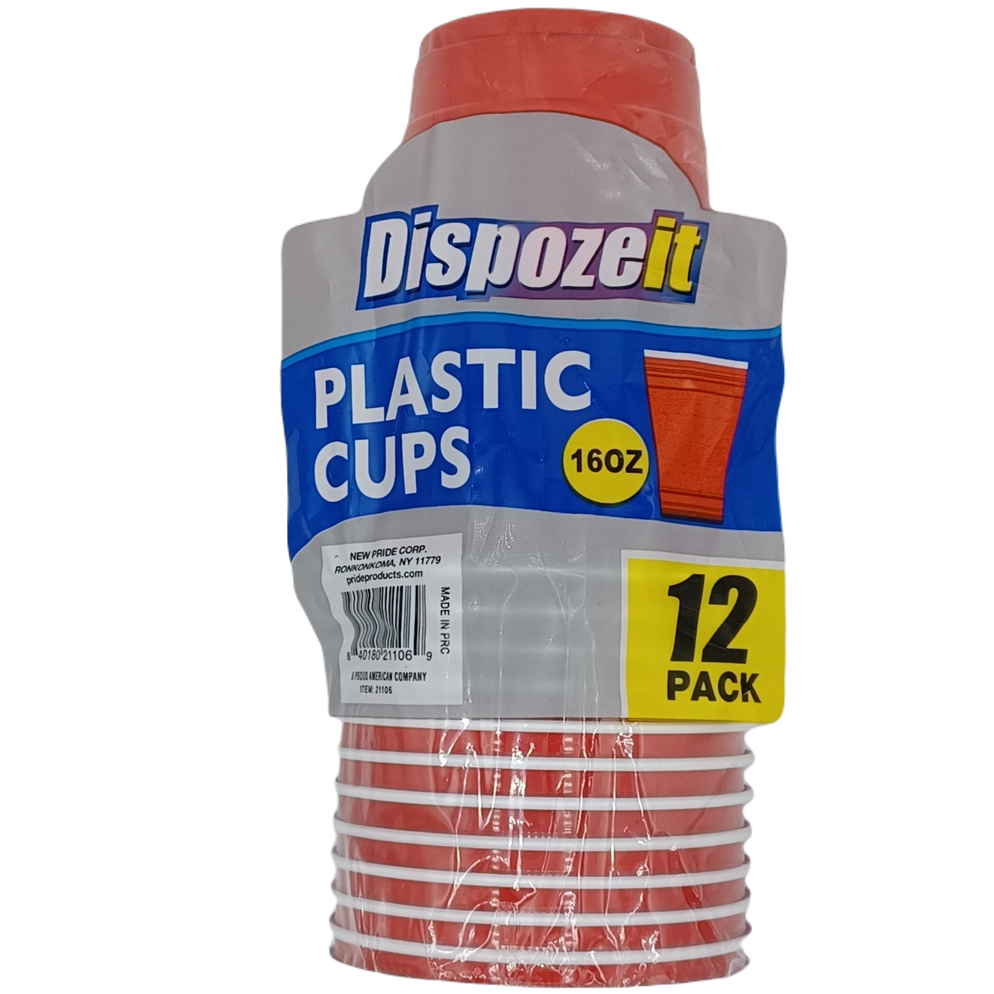 Dispozeit Plastic Cup Red & White 16z/12ct