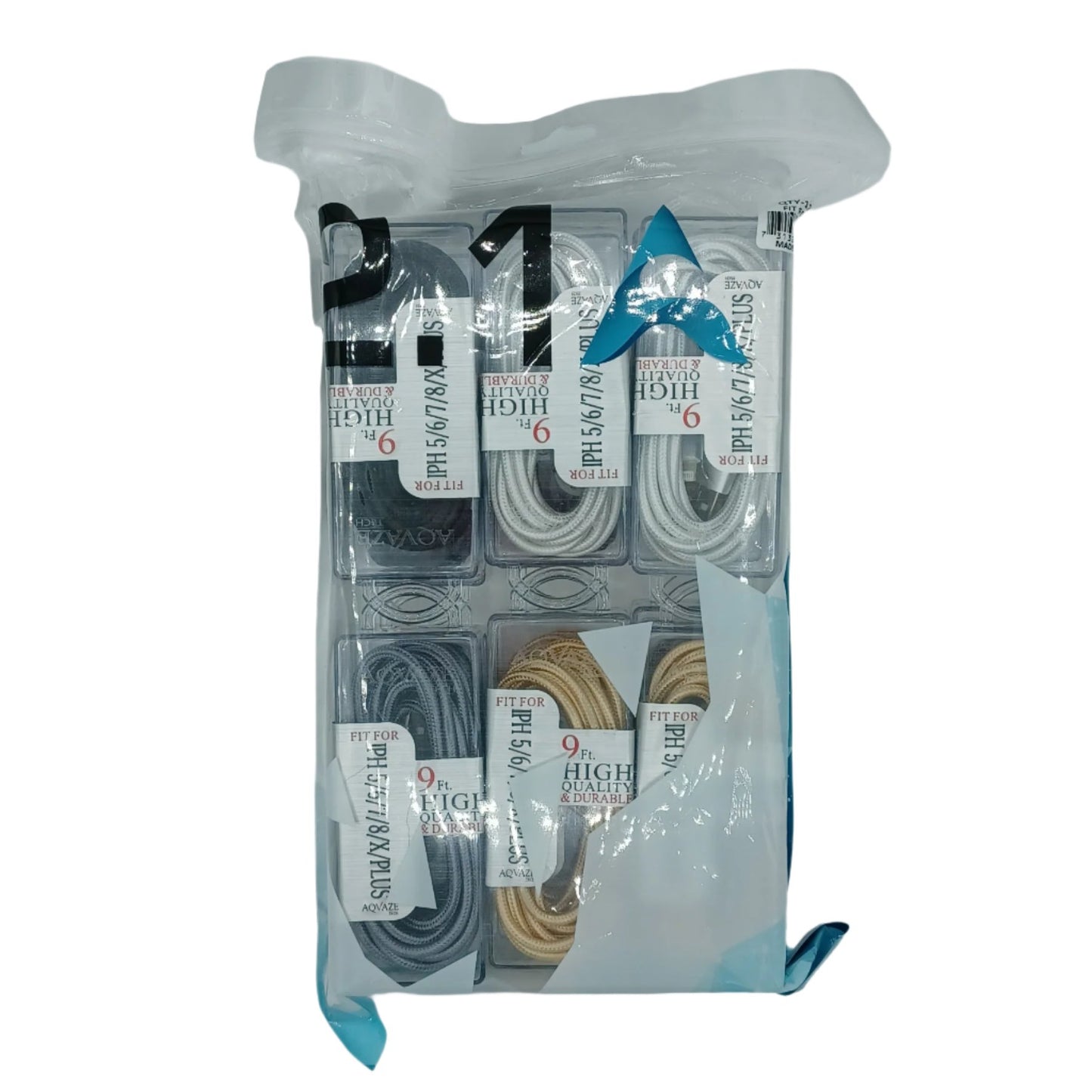 Aqvaze USB to iPhone 9ft 12ct