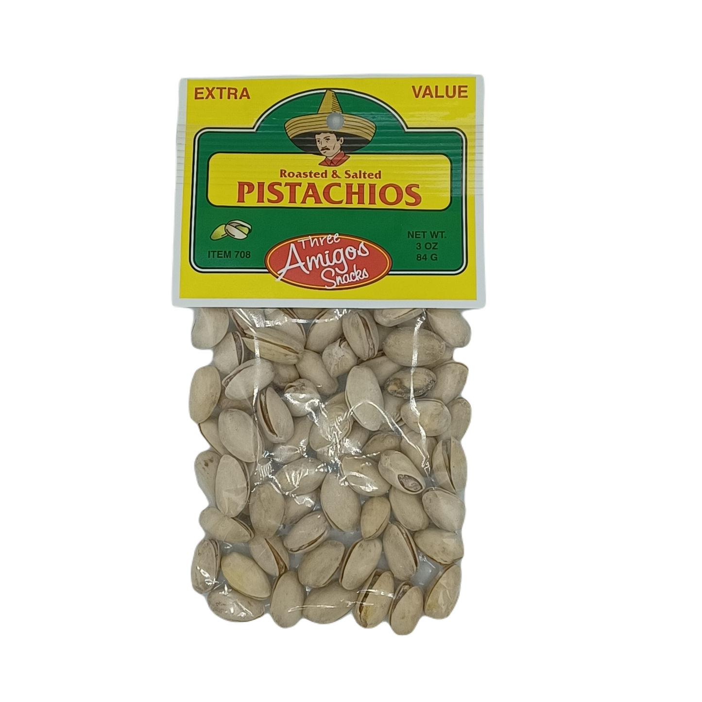 Three Amigos Pistachios Roasted & Salted 3oz