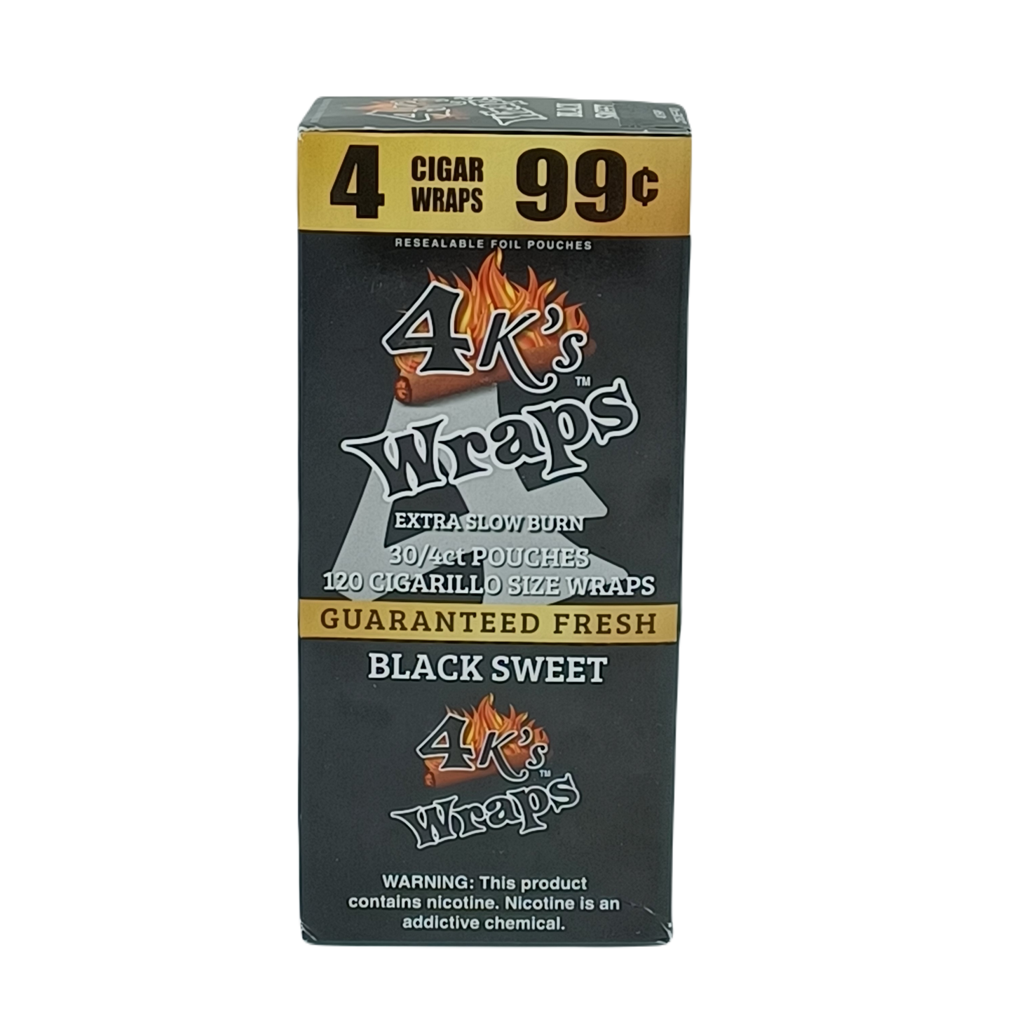 4k's Wraps Black Sweet 4/.99c 30/4pk