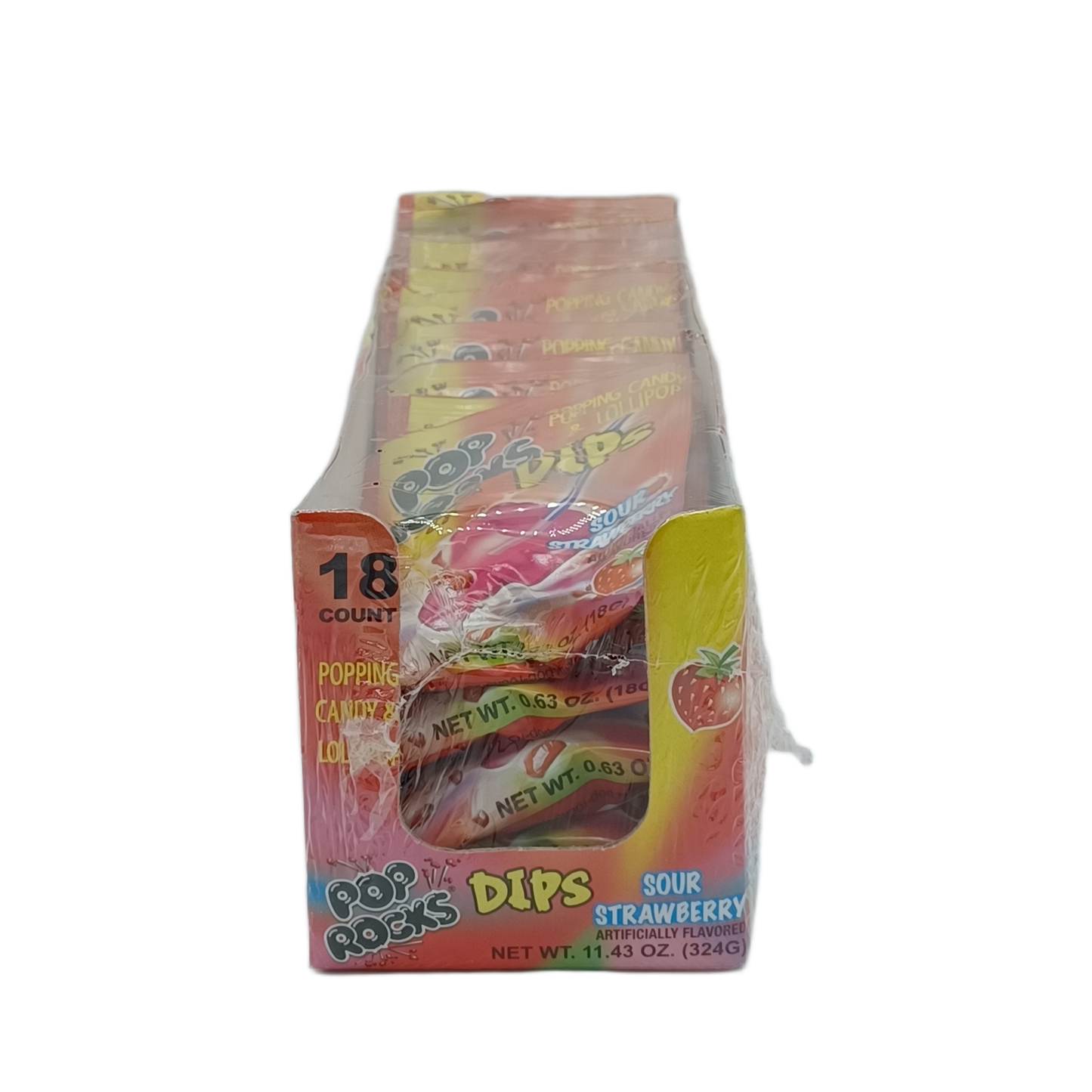 Pop Rocks Dips Sour Strawberry .63oz/18ct