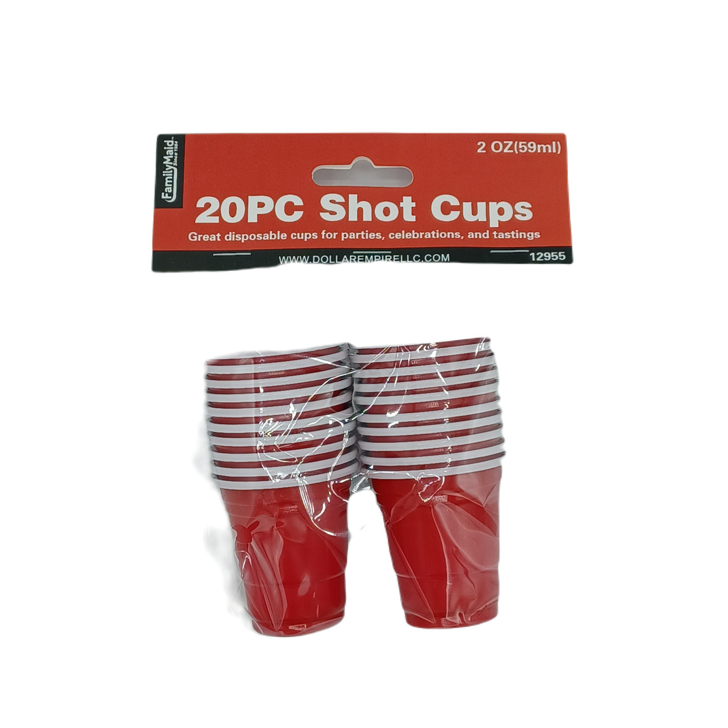 Family Maid Plastic Shot Cups Red 2oz/20ct