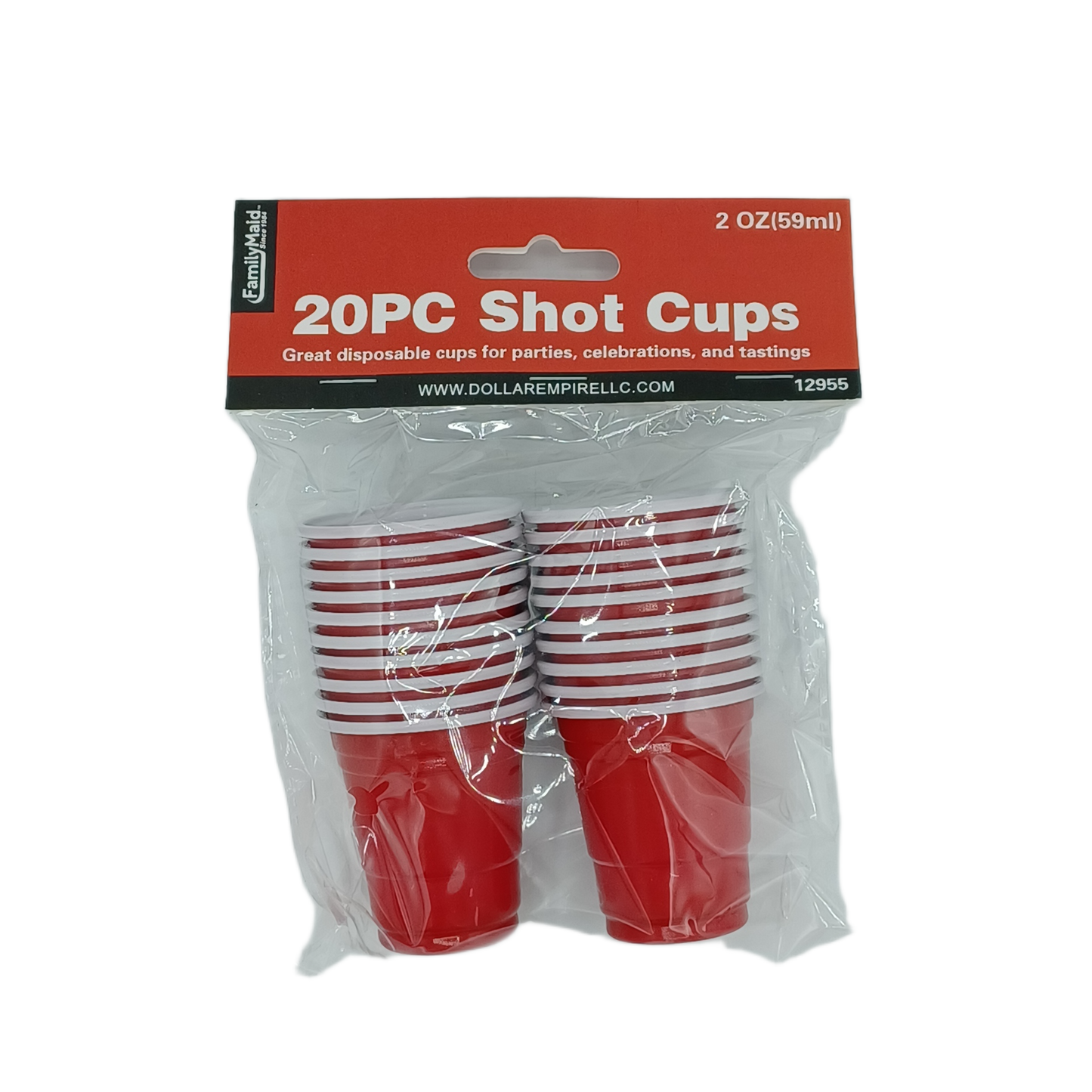 Family Maid Plastic Shot Cups Red 2oz/20ct