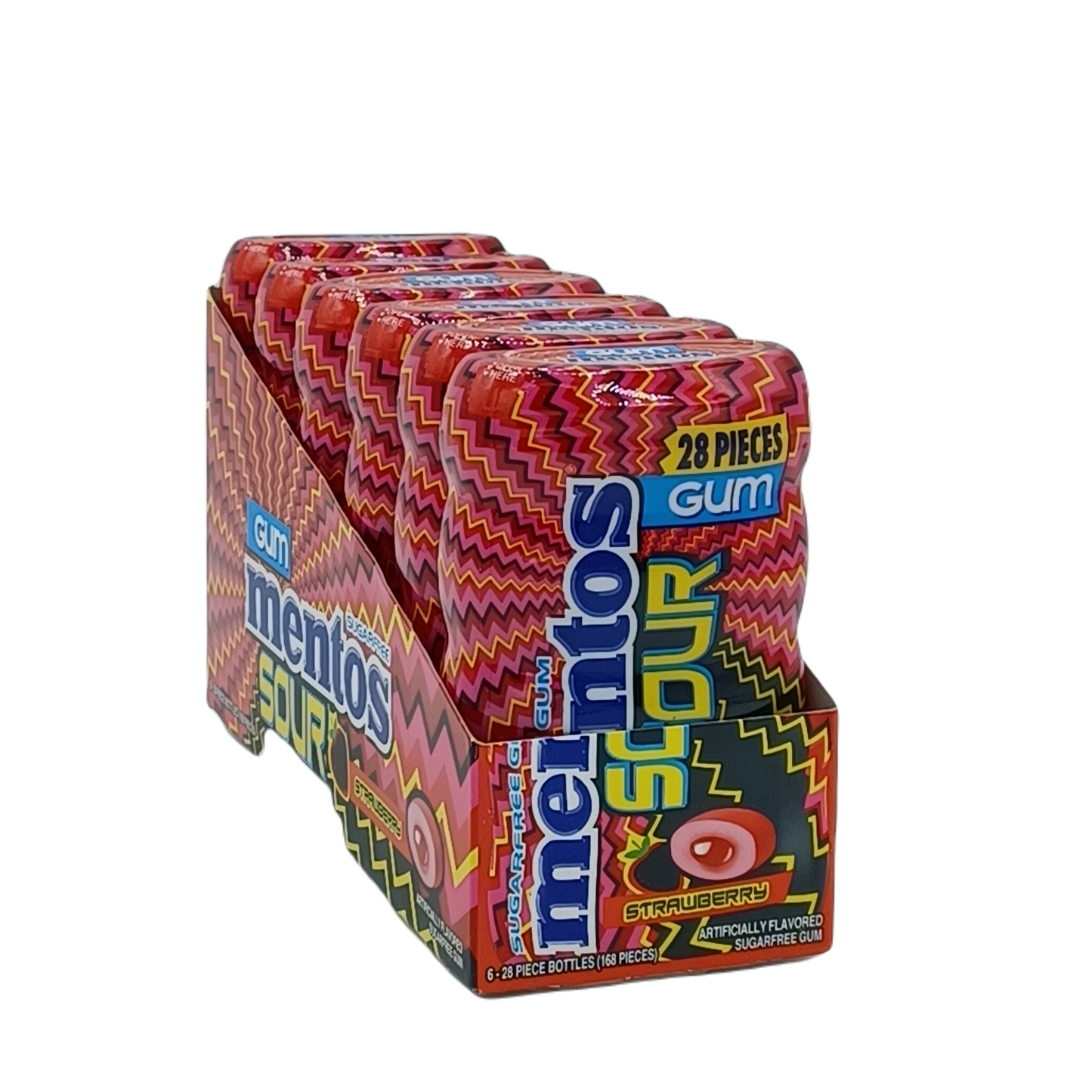 Mentos Sour Strawberry 28pk/6ct Bottles