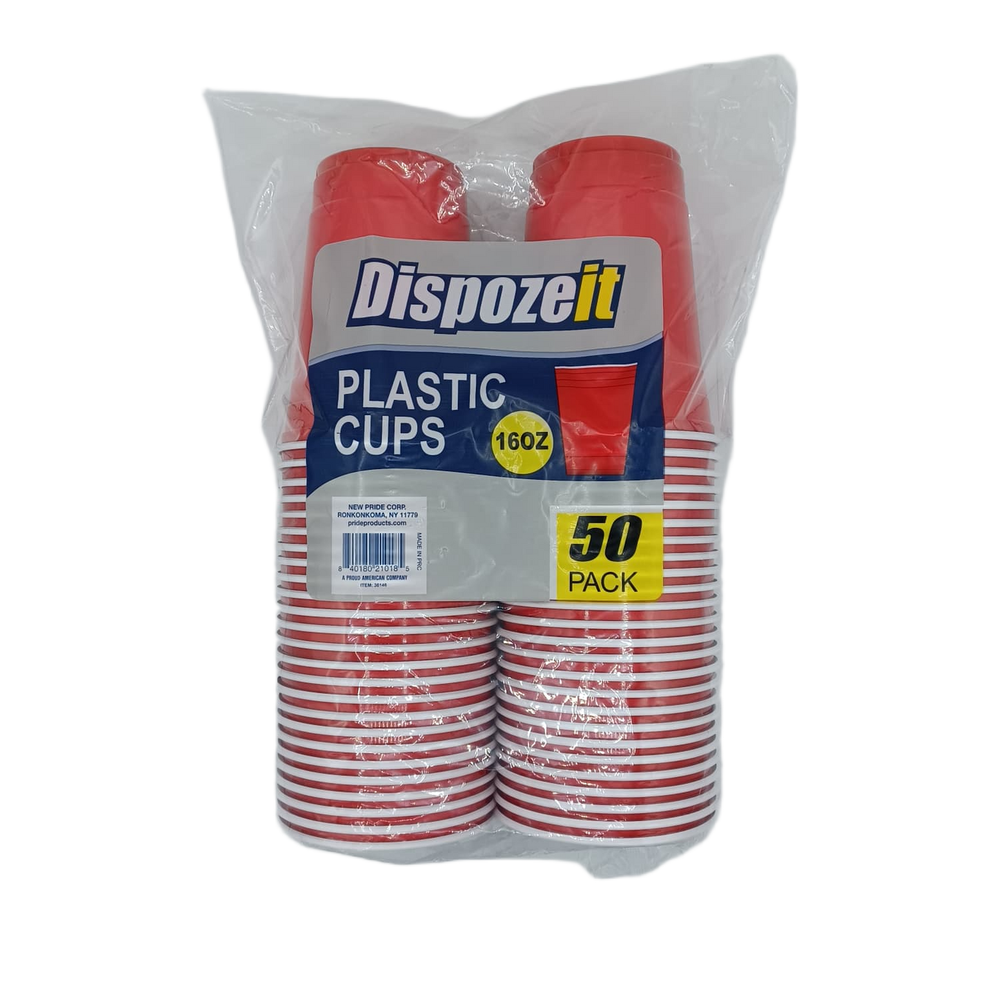 Dispozeit Plastic Cups Red 16oz/50ct