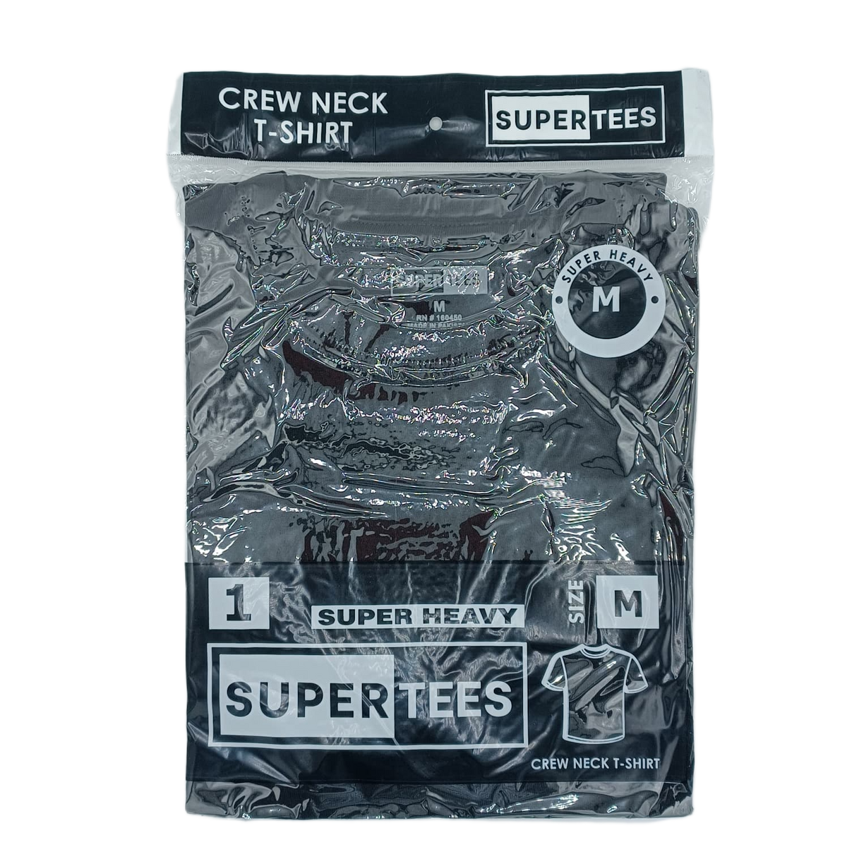 SuperTees CrewNeck Black Medium 6ct