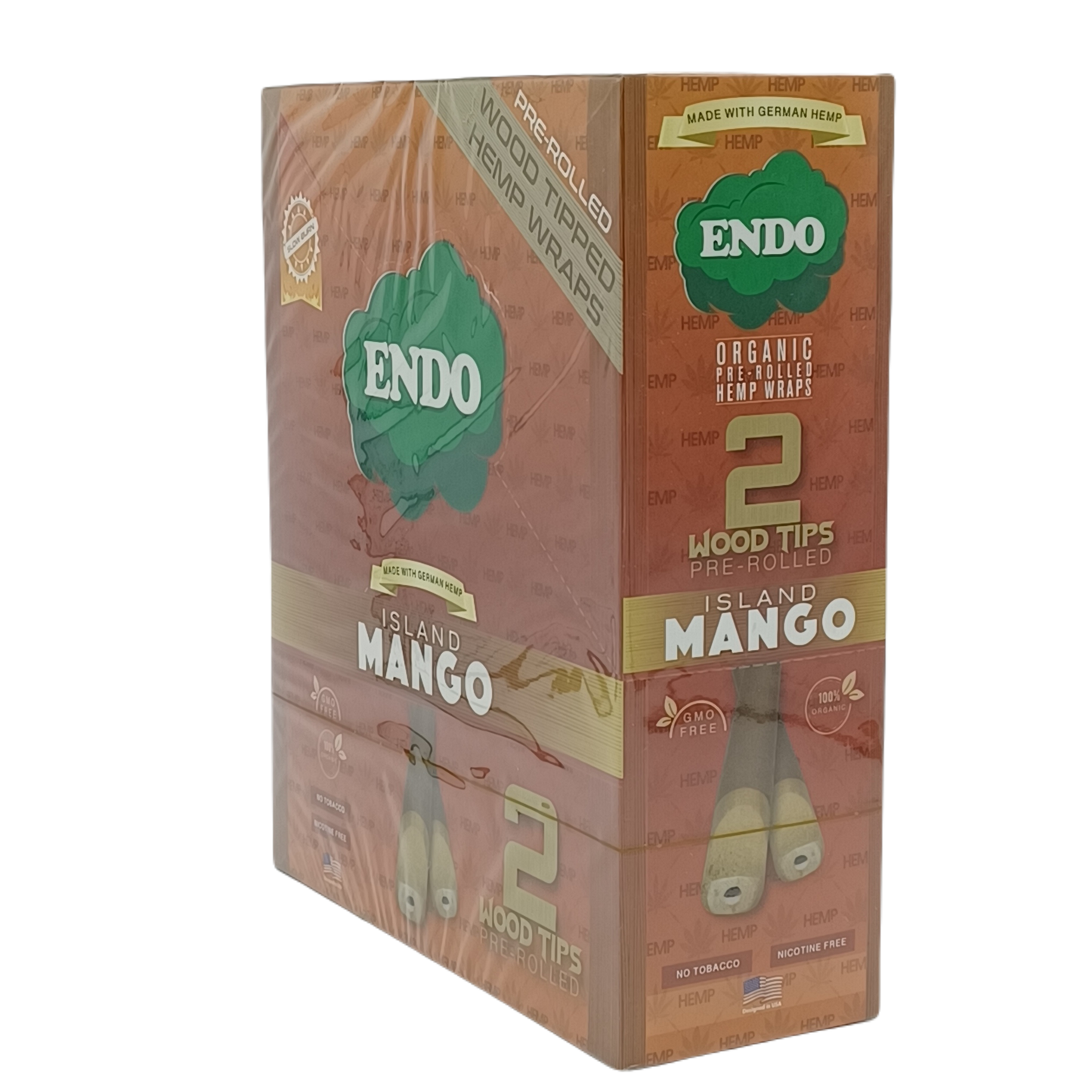 Endo Wood Tip Hemp Wrap Island Mango 15ct