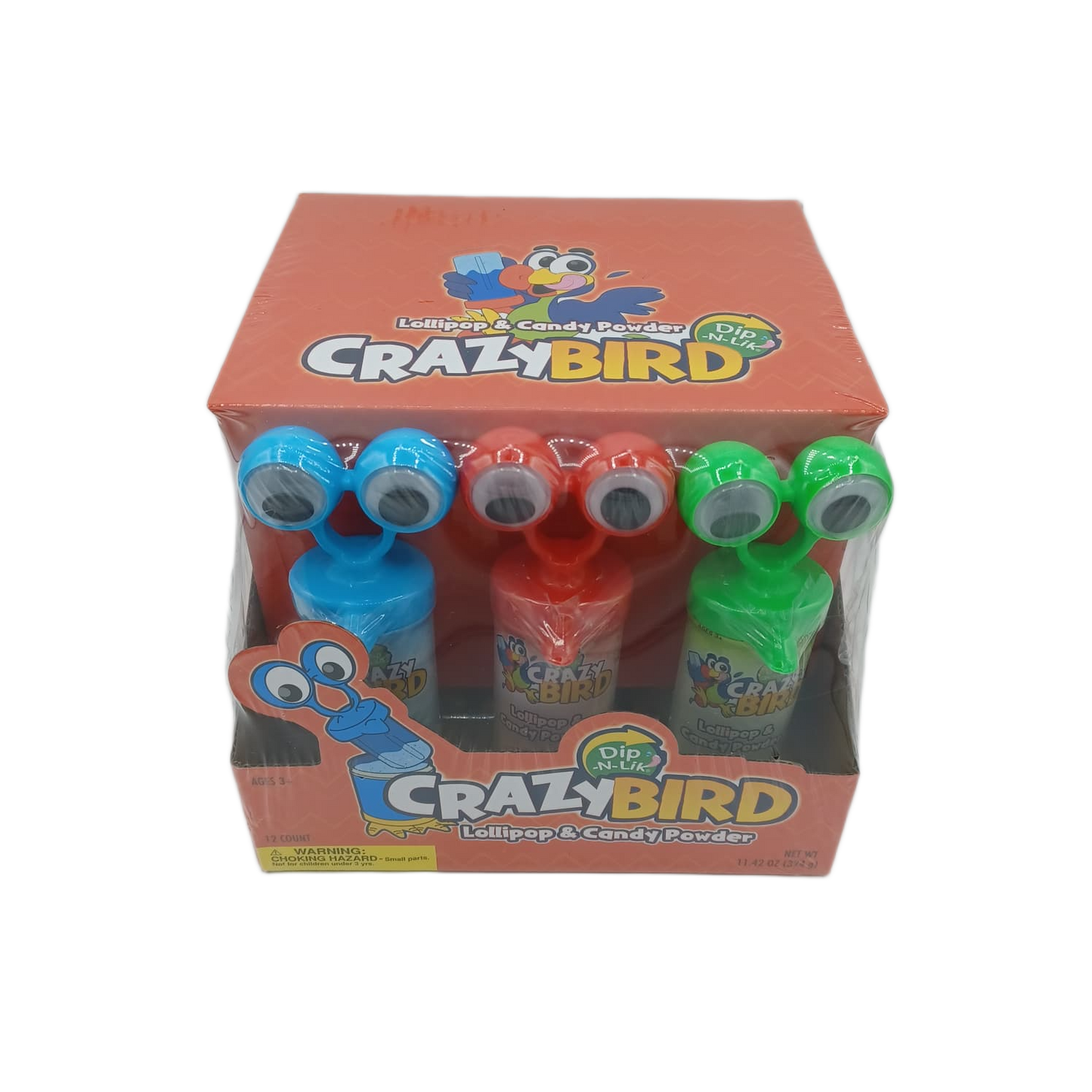 Crazy Bird Lolipop Candy Powder .95z/12ct