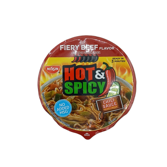 Nissin Bowl Hot & Spicy Fiery Beef 3.28oz/6ct