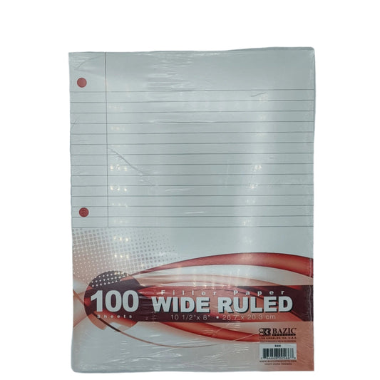 Bazic Filler Paper Wide Ruled 100Sheets #566