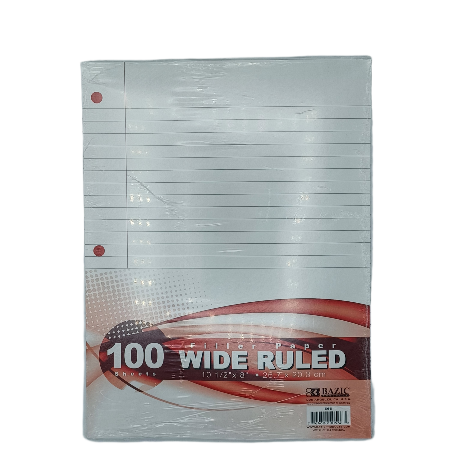 Bazic Filler Paper Wide Ruled 100Sheets #566