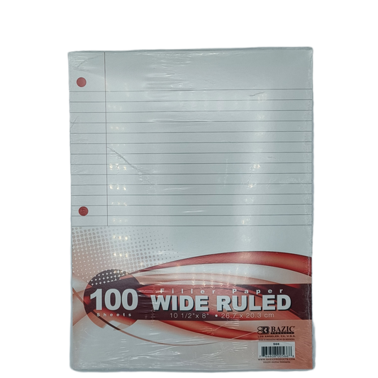 Bazic Filler Paper Wide Ruled 100Sheets #566
