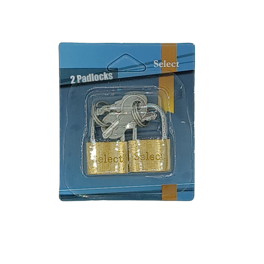 Select Brass Pad Lock 20mm 2ct Blister