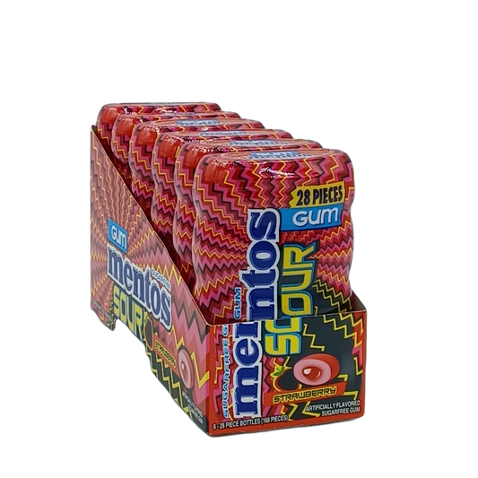 Mentos Sour Strawberry 28pk/6ct Bottles