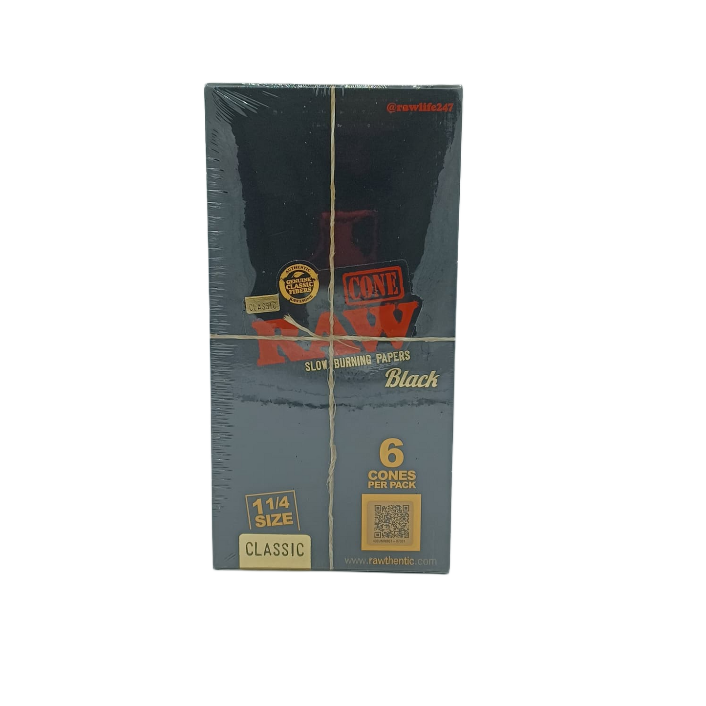 Raw Classic Cones Black 1.25 6pk/75ct