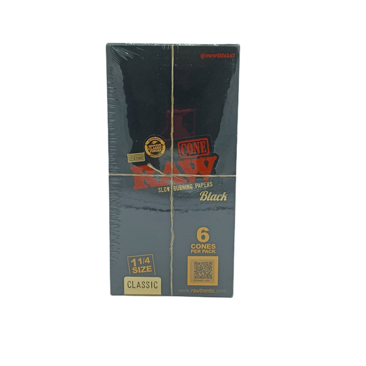 Raw Classic Cones Black 1.25 6pk/75ct