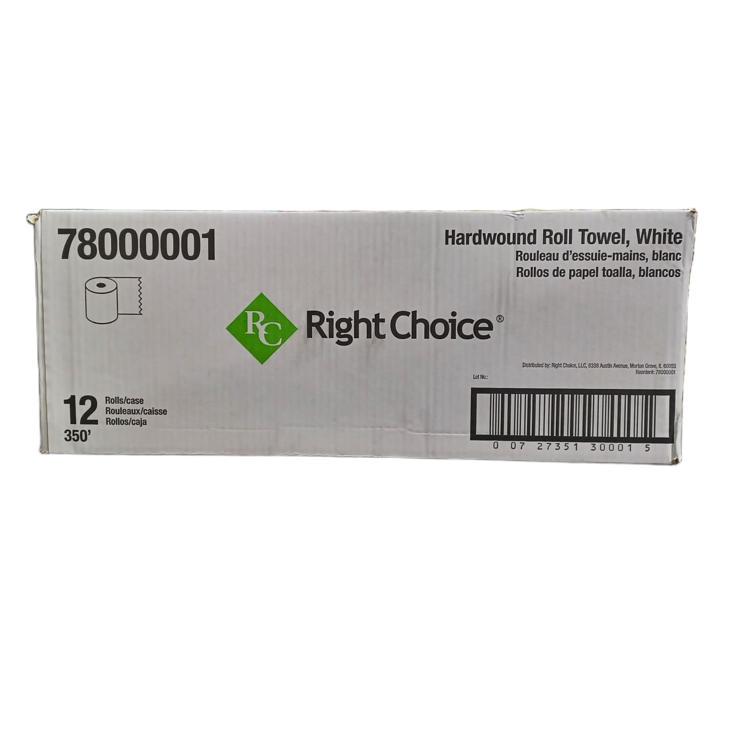 RightChoice InnerWound White PaperTowels 350f/12ct