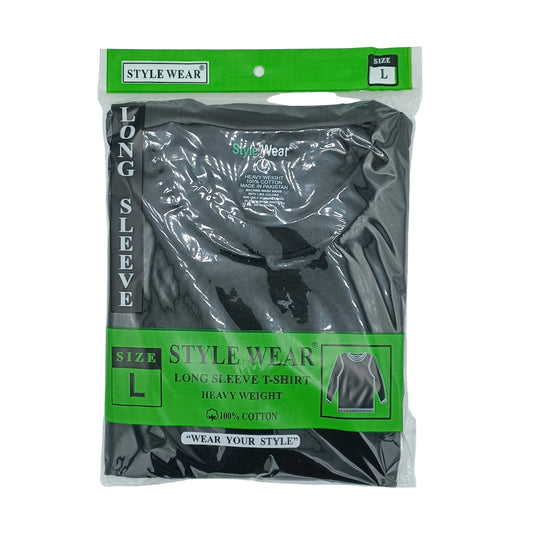 T-Shirt Long Sleeve Style wear Black Large 6ct