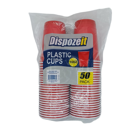 Dispozeit Plastic Cups Red 16oz/50ct