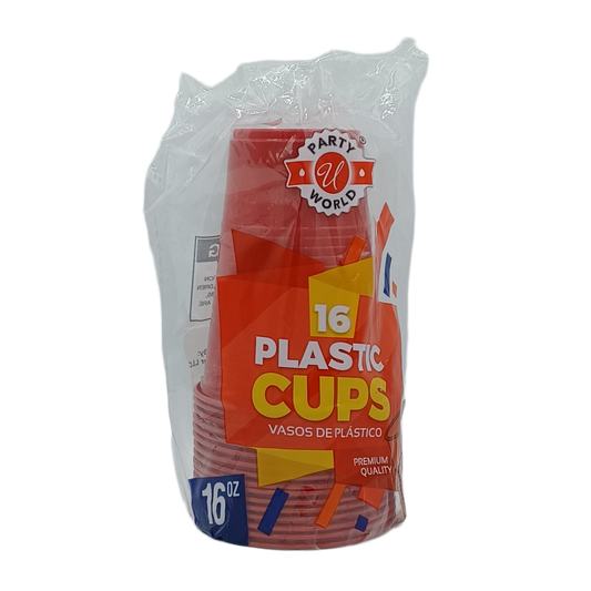 U Plastic Cups Red 16oz/16ct