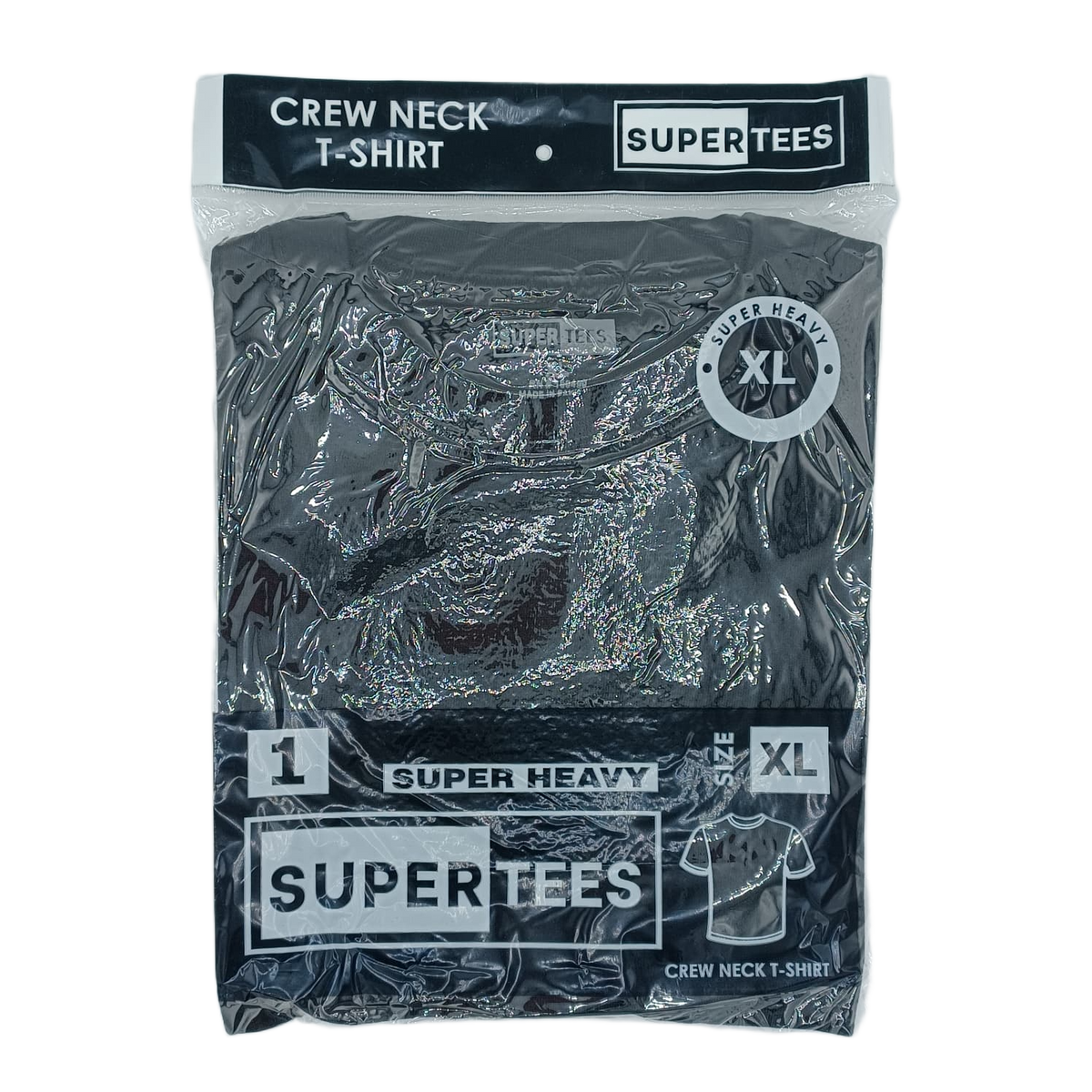 SuperTees CrewNeck Black XL 6ct