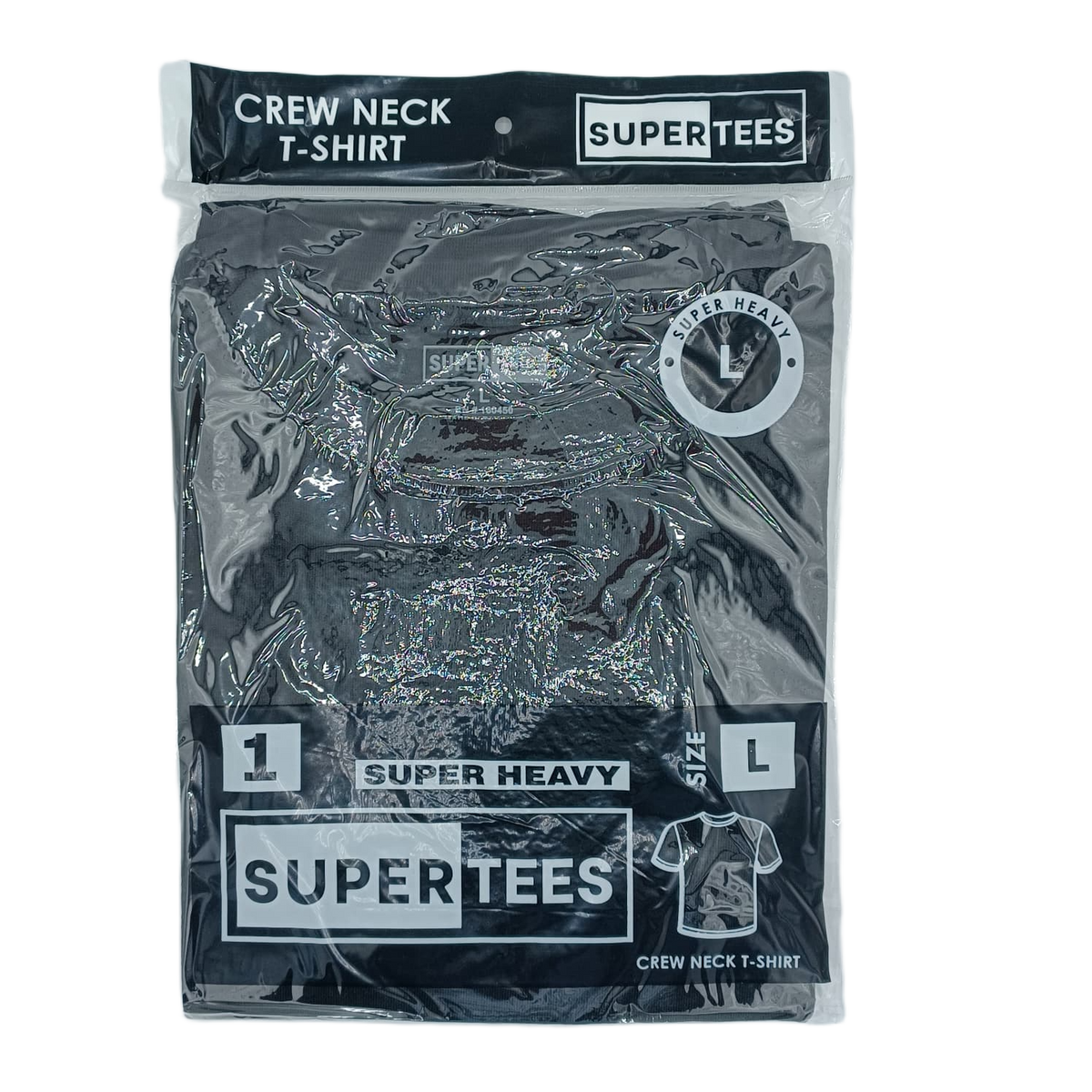 SuperTees CrewNeck Black Large 6ct