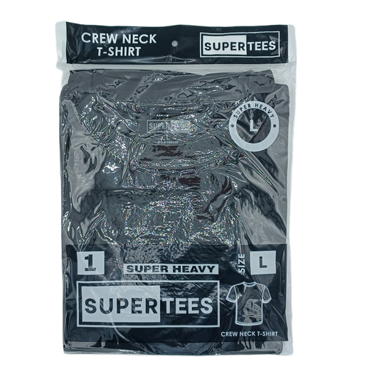 SuperTees CrewNeck Black Large 6ct