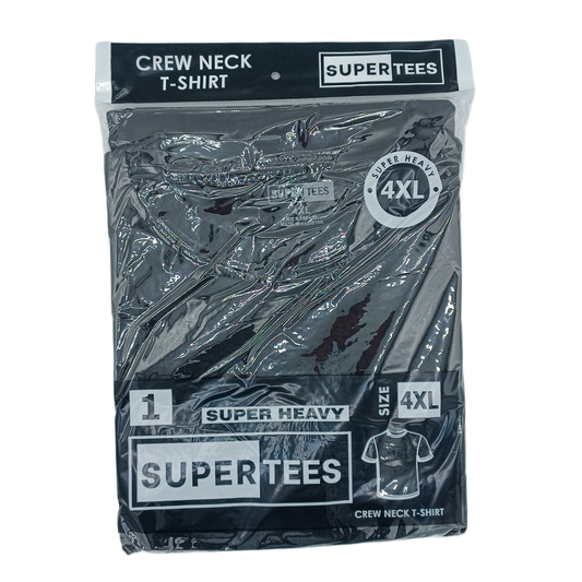 SuperTees CrewNeck Black 4XL 6ct