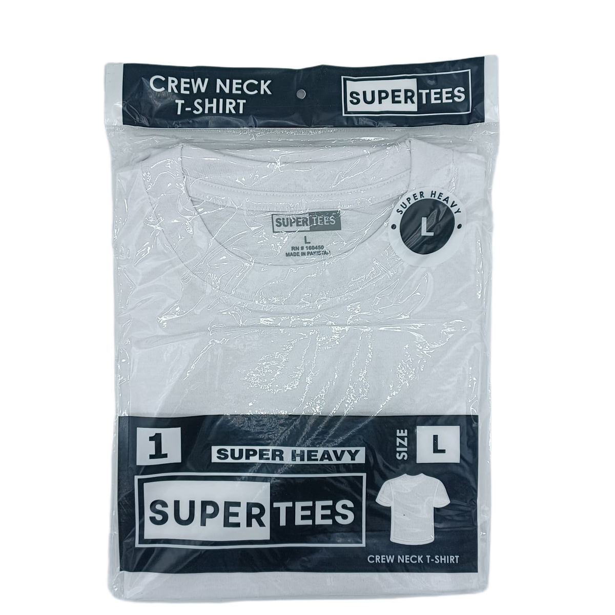 SuperTees CrewNeck White Large 6ct