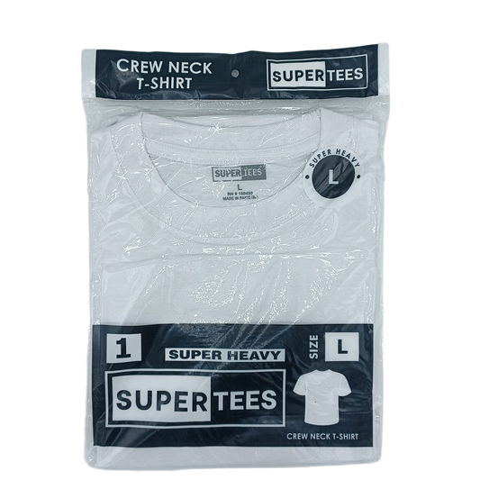 SuperTees CrewNeck White Large 6ct