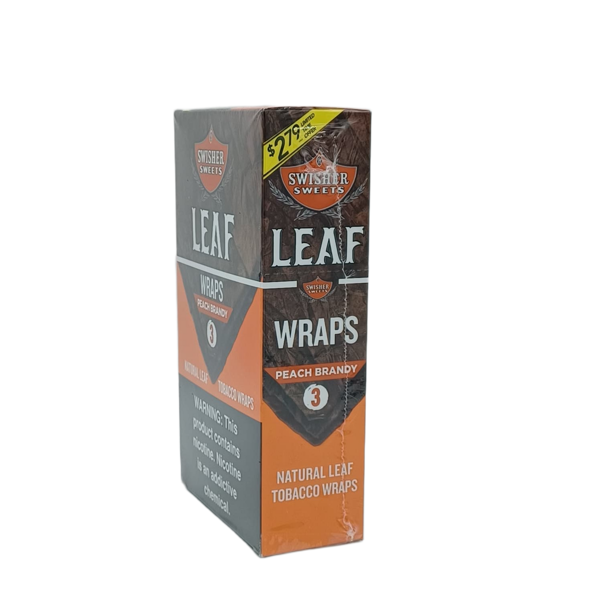 SwisherSweets Leaf Wrap Peach Brdy $2.79 10/3pk